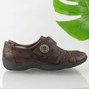 Clarks Womens Kessa Betty Loafer Size 6.5 Brown Leather Monk Strap Flat Shoe